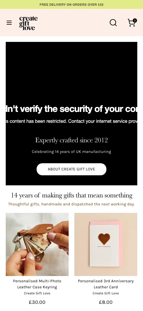 Create Gift Love homepage on mobile