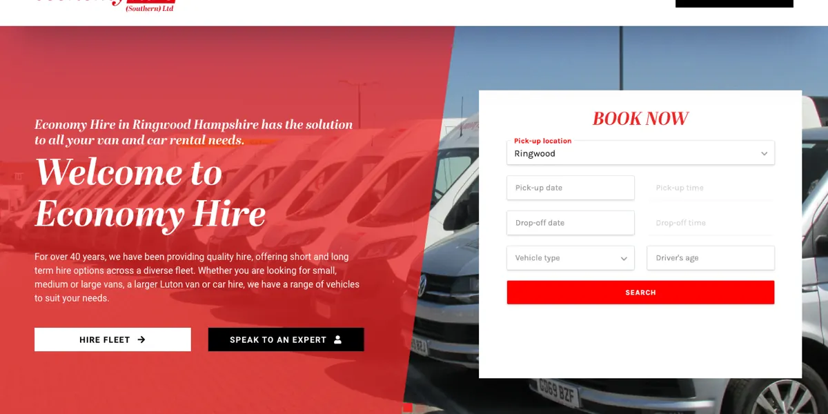 Economy Hire website homepage